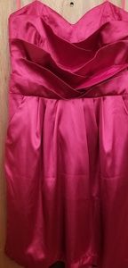 Red satin cocktail dress